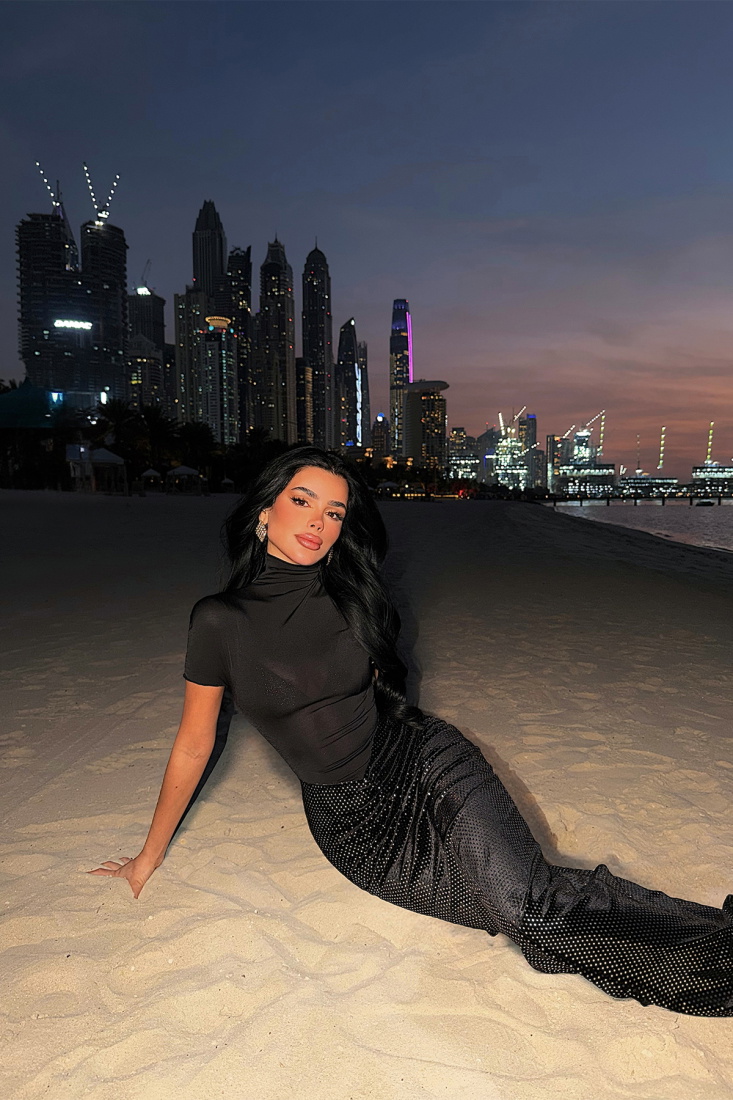 Siyah Melrosse Uzun Elbise ATE-4701 - EYYO