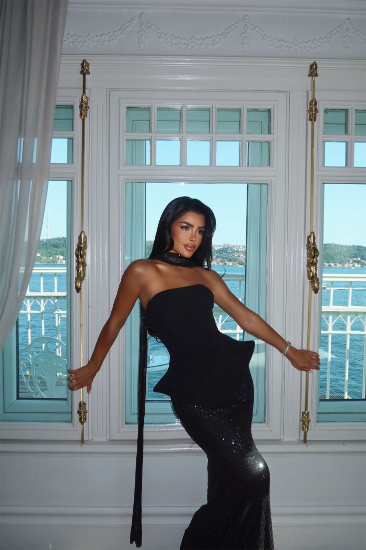 Siyah Viona Etek Üst Takım Abiye ATE-2709 - EYYO