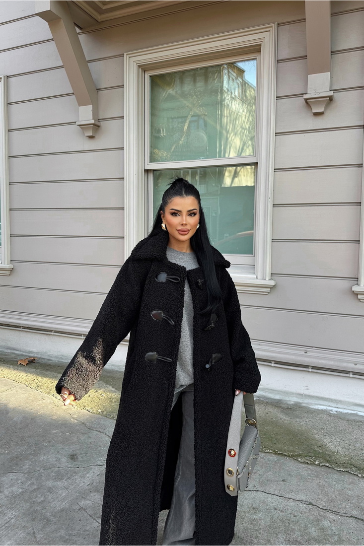 Siyah Teddy Cep Detay Kaban ATE-0550 - BUKLE