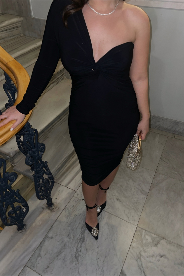 Siyah Tek Kol Elbise ATE3584 - EYYO