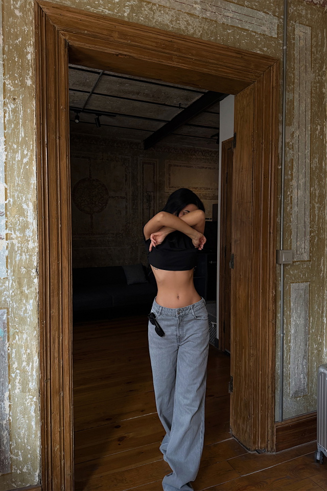 Siyah Dewbi Crop Top ATE-4937 - 3