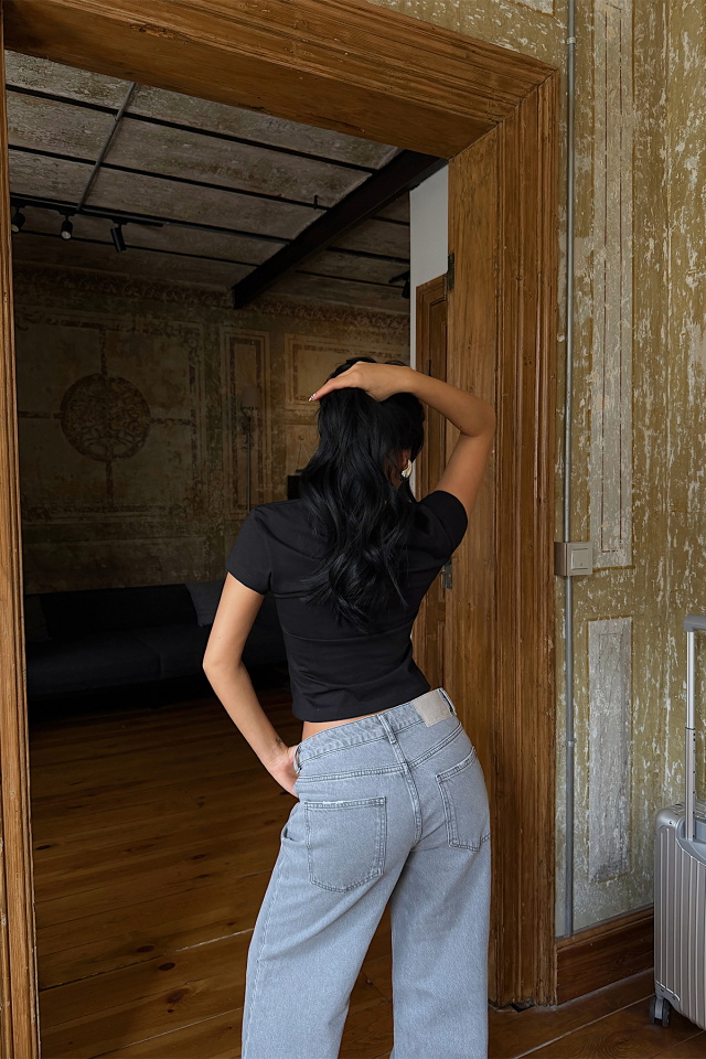 Siyah Dewbi Crop Top ATE-4937 - 4