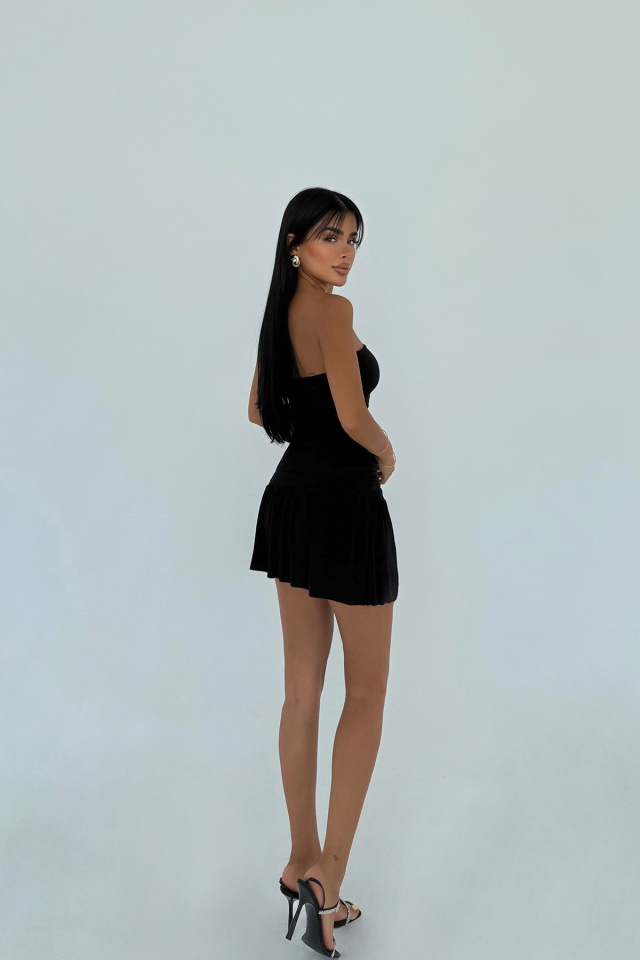 Siyah Jody Mini Taş Aksesuarlı Elbise ATE-3116 - 3