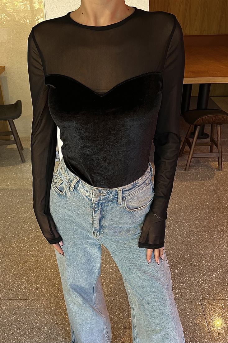 Siyah Transparan Bodysuit ATE3300 - BARAN