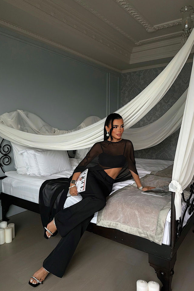 Siyah Akei Transparan Bluz ATE-5215 - 2