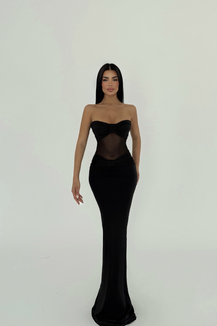 Siyah Transparan LİDİA Uzun Elbise ATE-2502 - EYYO