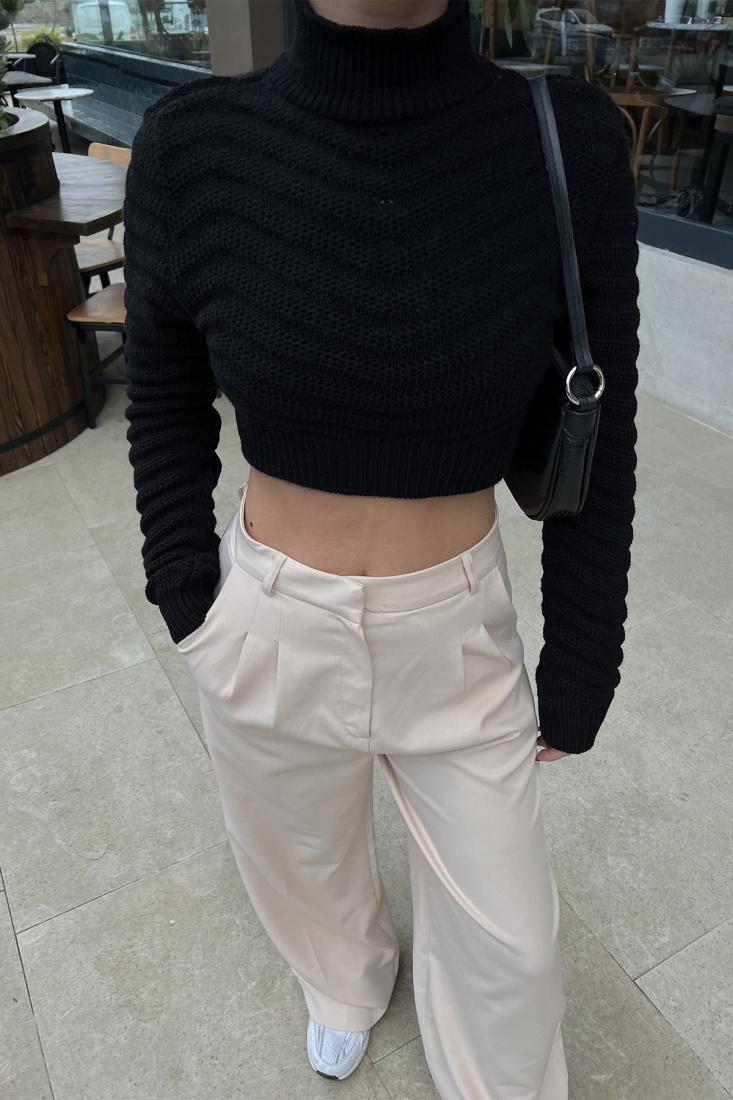 Siyah Triko Kazak ATE3357 - DONT FASHİON