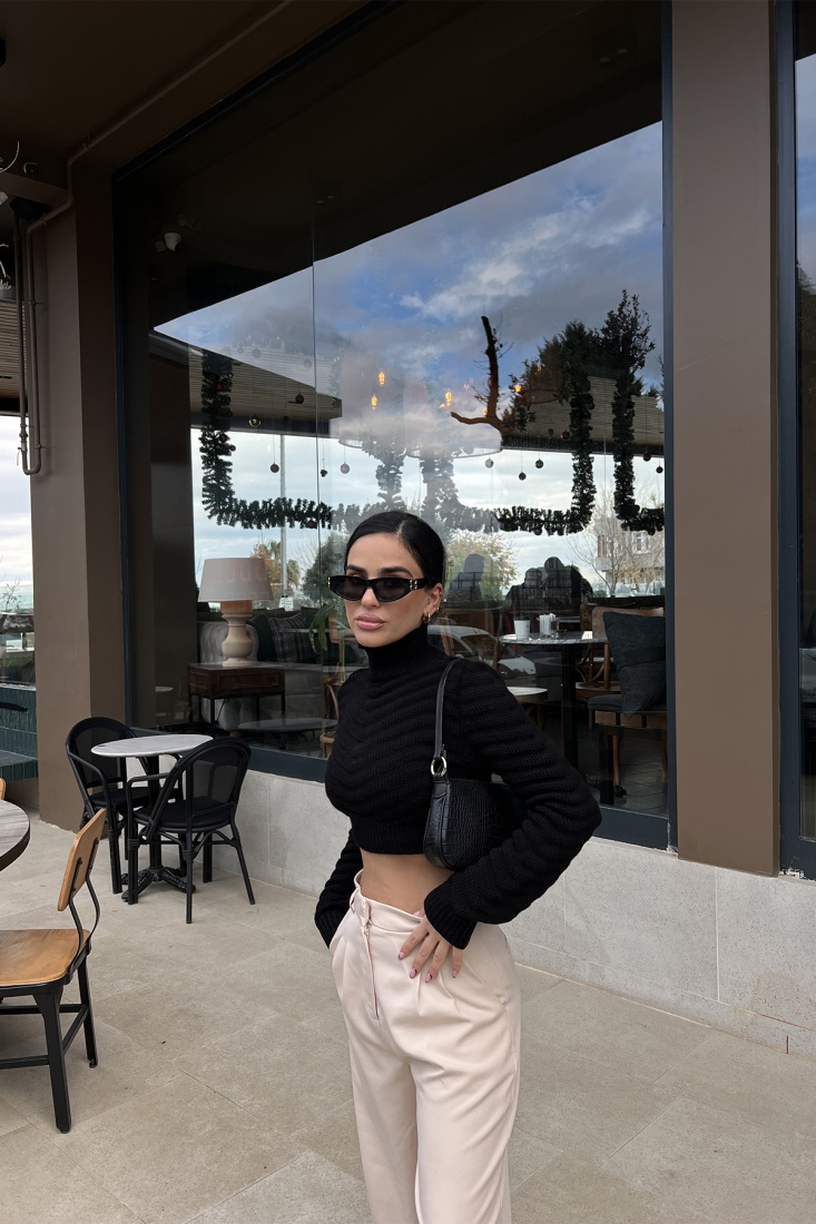 Siyah Triko Kazak ATE3357 - DONT FASHİON