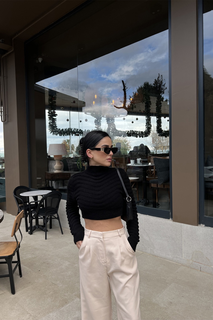 Siyah Triko Kazak ATE3357 - DONT FASHİON