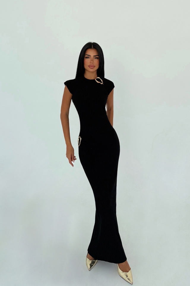 Siyah Triko Uzun Elbise ATE-3368 - 1
