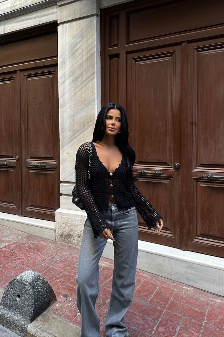 Siyah Triko Uzun Kol Bluz ATE8156 - KENZA