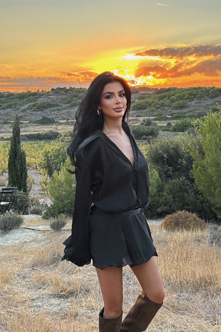 Siyah Nubyen Mini Elbise ATE-3650 - EYYO