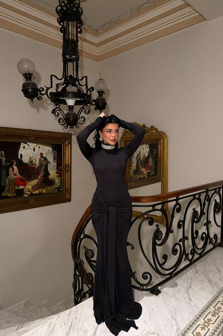 Siyah Arkua Elbise ATE-4445 - EYYO