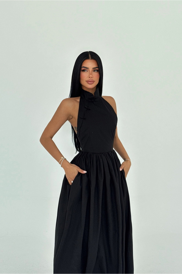 Siyah Uzun Basic Uzun Elbise ATE-2697 - 2