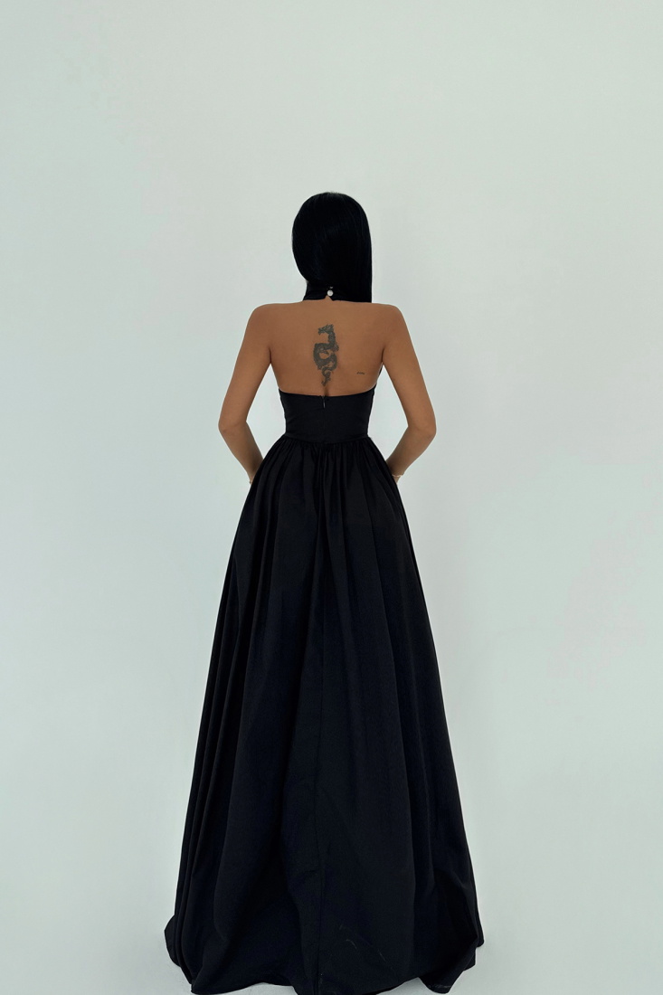 Siyah Ramblas Uzun Elbise ATE-2697 - EYYO