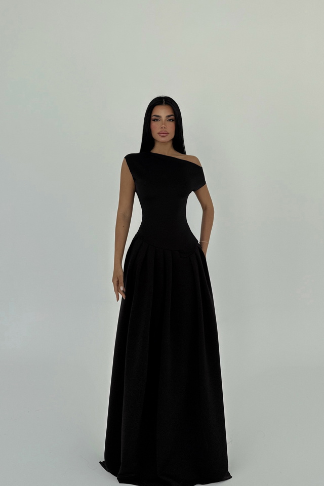 Siyah Layana Uzun Elbise ATE-2570 