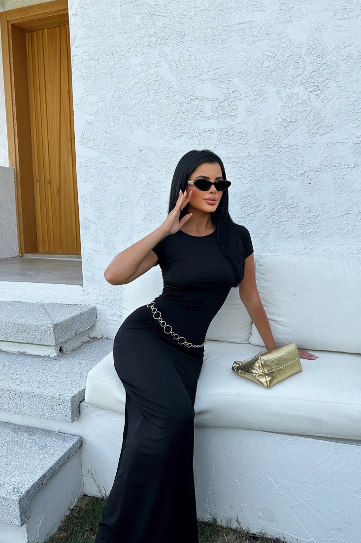 Siyah Uzun Elbise ATE8337 - EYYO