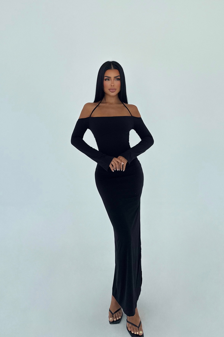 Siyah Cosmica Uzun Elbise ATE-0967 - EYYO