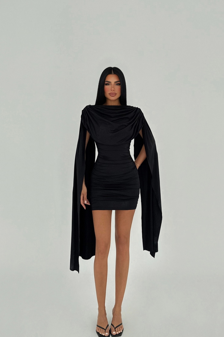 Siyah Molly Mini Elbise ATE-2493 - EYYO