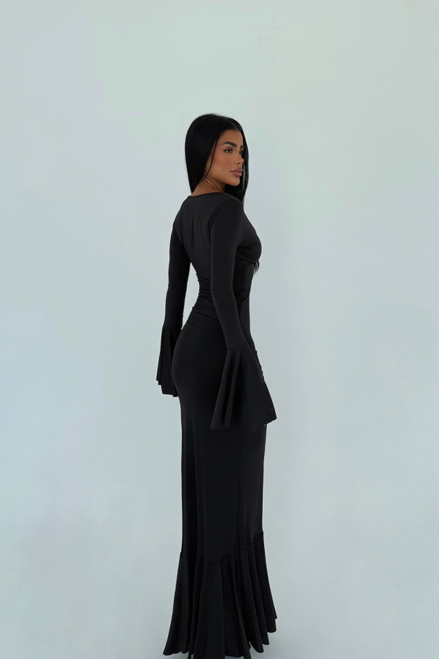 Siyah Lai Uzun Elbise ATE-3098 - 3