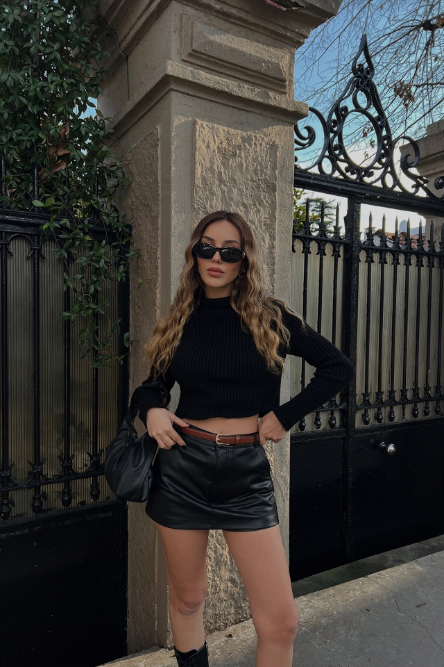 Siyah Uzun Kol Kazak ATe3190 - 3