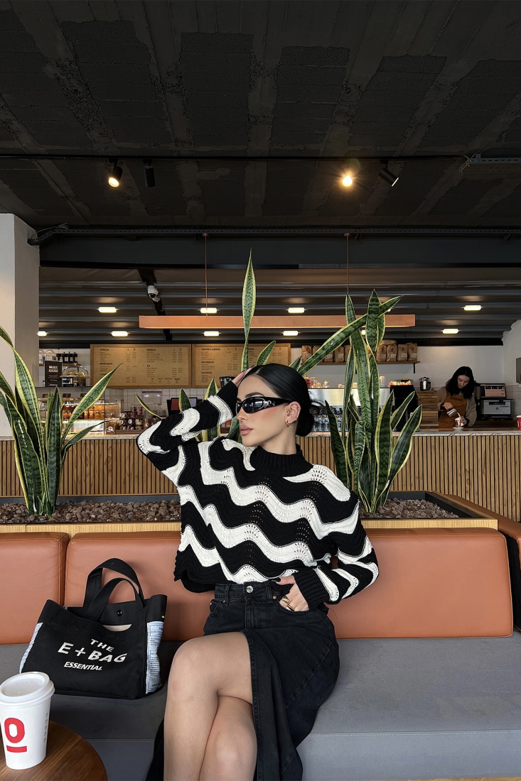 Siyah Uzun Kol Triko Kazak ATE4005 - MSY