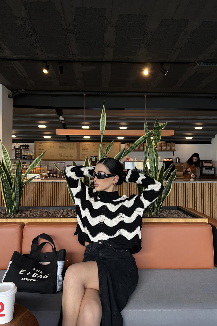 Siyah Uzun Kol Triko Kazak ATE4005 - MSY