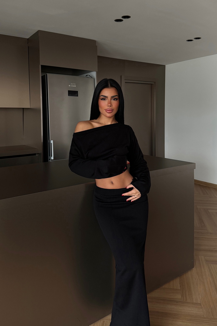 Siyah Slayha Triko Takım ATE-4066 - EYYO