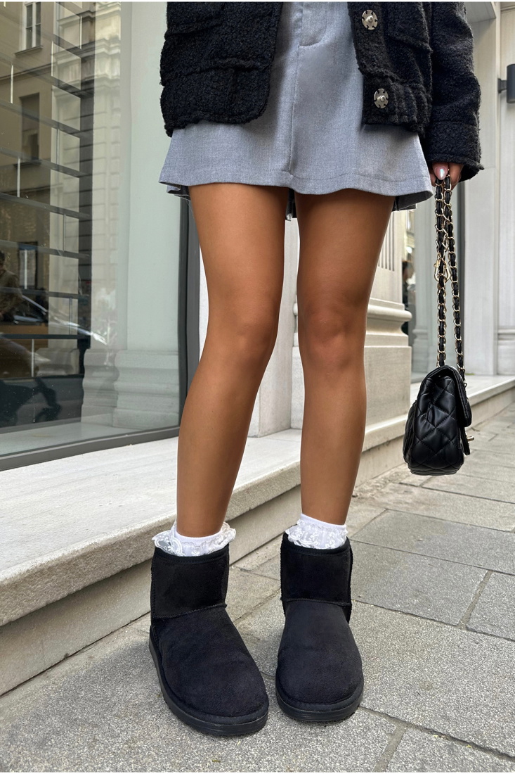 Siyah Uzun Ugg ATE-0192 - ZÜMRÜT