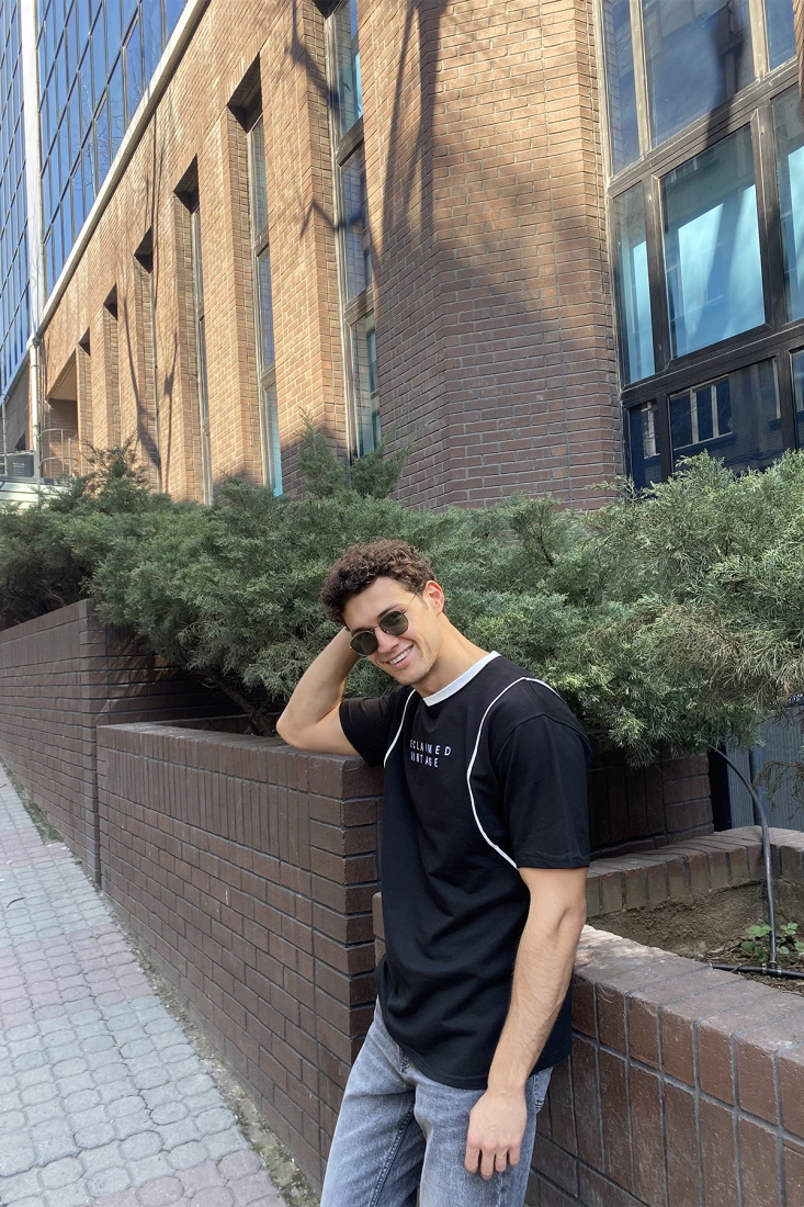 Siyah Vintage Tişört ATE4814 - 