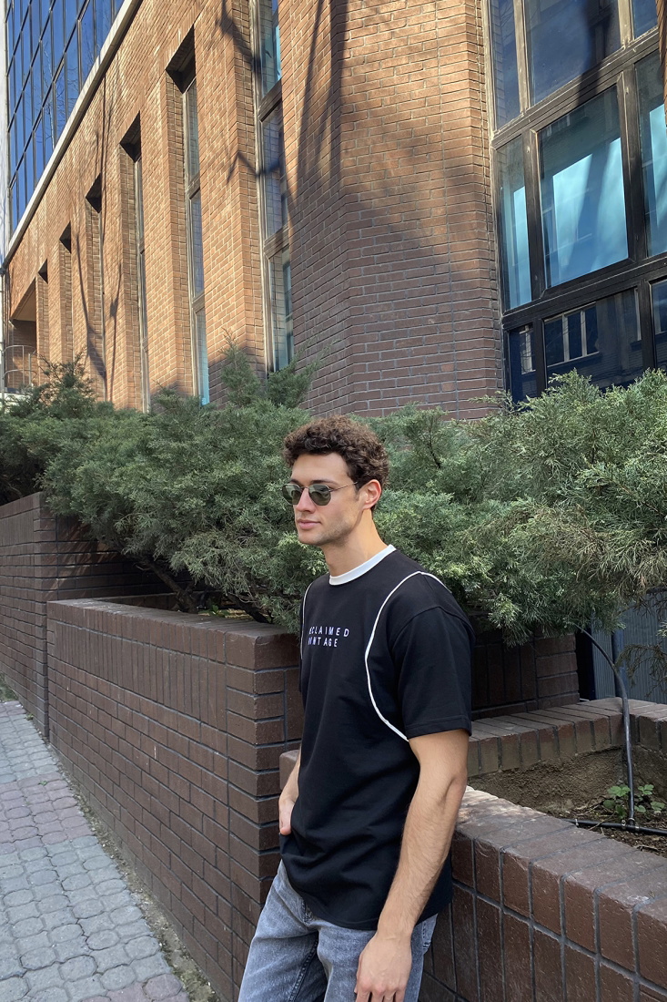 Siyah Vintage Tişört ATE4814 - 