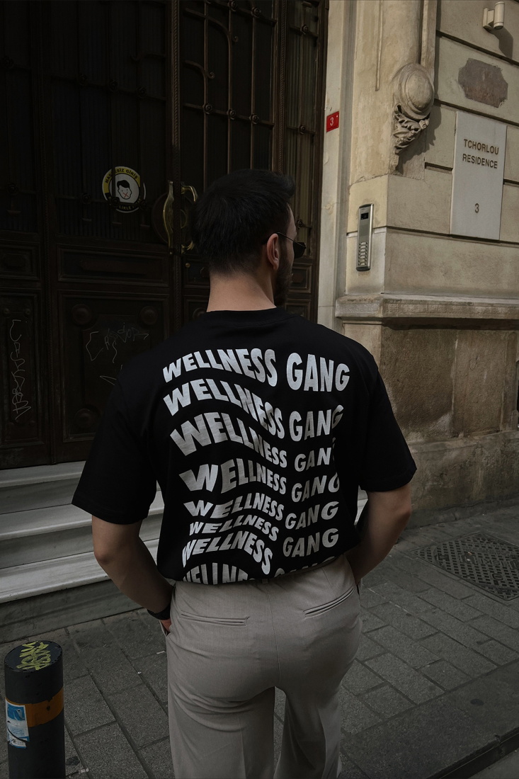 Siyah Wellness Gang Baskılı Tişört ATE4409 - EYYO ATELIER