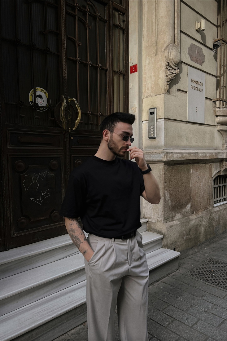 Siyah Wellness Gang Baskılı Tişört ATE4409 - EYYO ATELIER