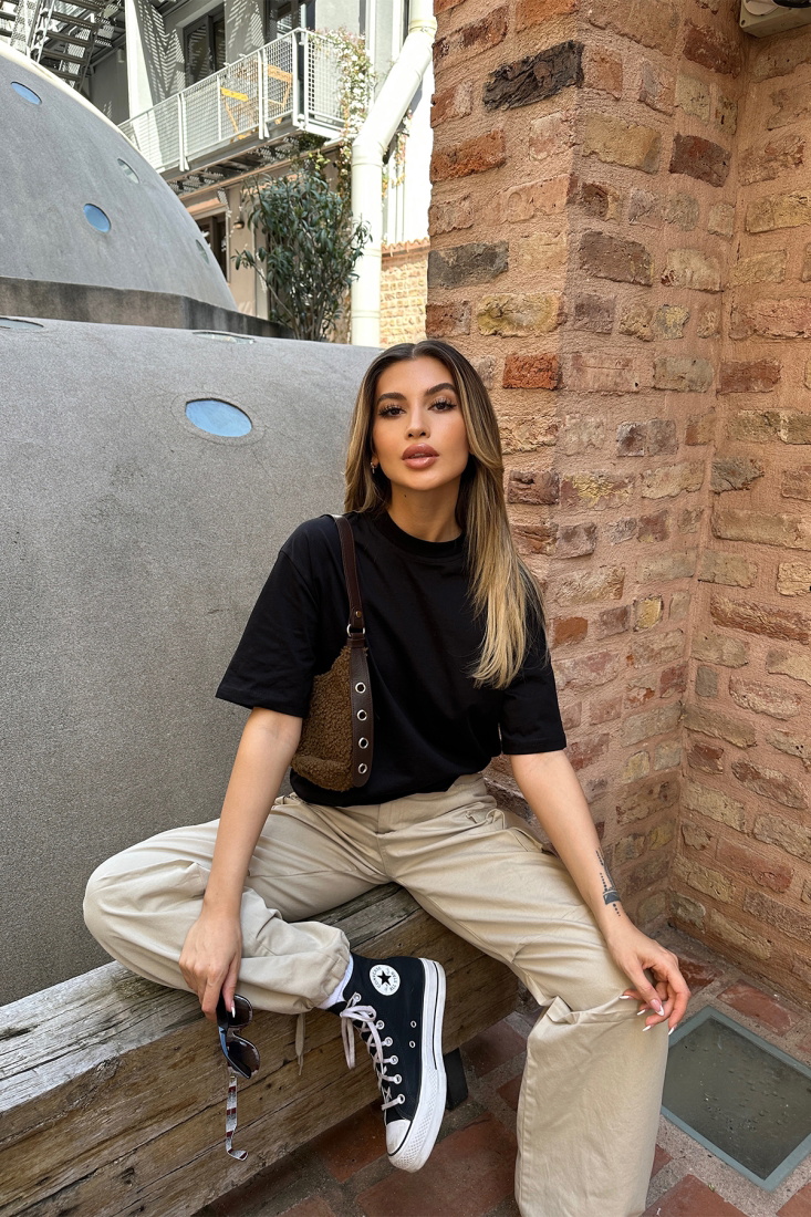 Siyah Wellness Gang Baskılı Tişört ATE6073 - EYYO ATELIER