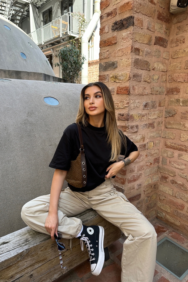 Siyah Wellness Gang Baskılı Tişört ATE6073 - 4