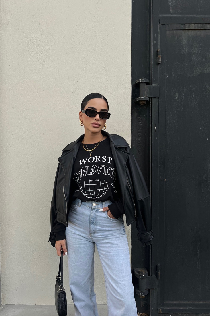 Siyah Worst Baskılı Sweat ATE2407 - EYYO