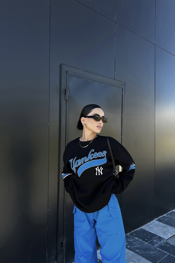 Siyah Yankees Baskılı Sweat ATE2176 - EYYO