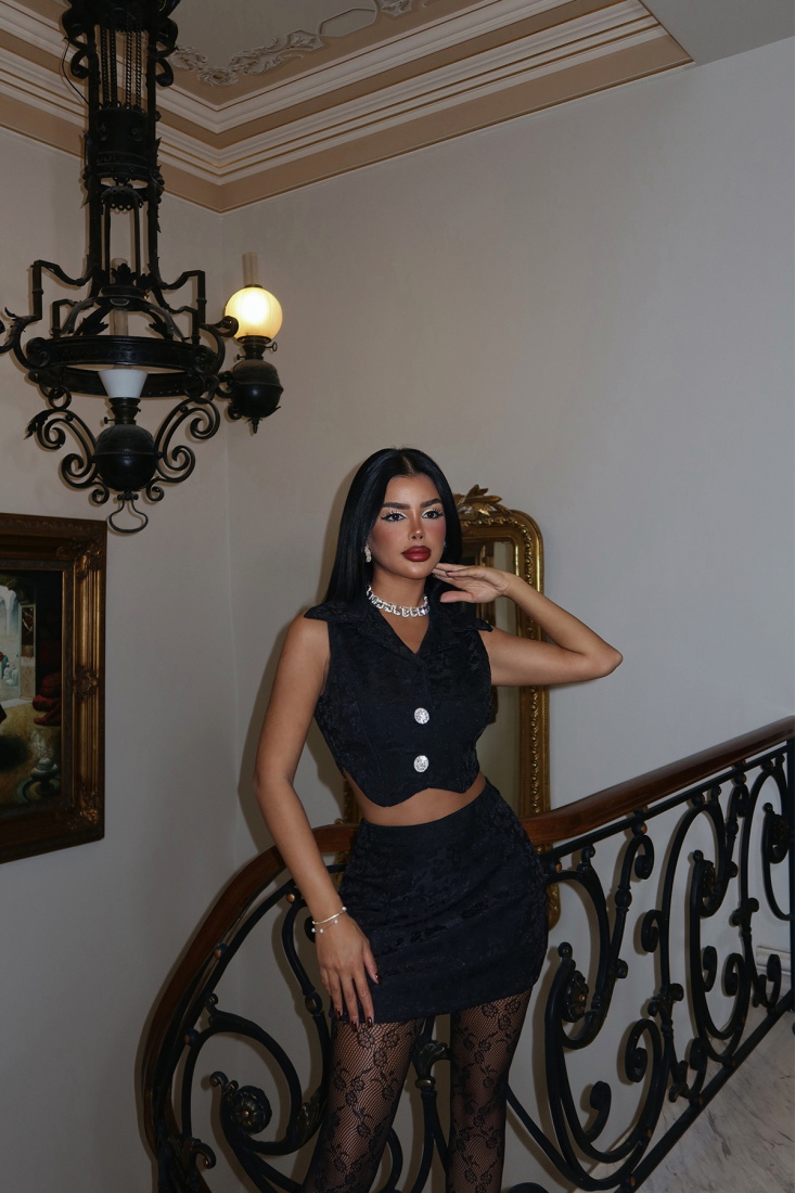 Siyah Afello Desenli Takım ATE-1710 - EYYO