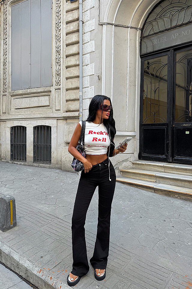 Siyah Yüksek Bel Jean  - 