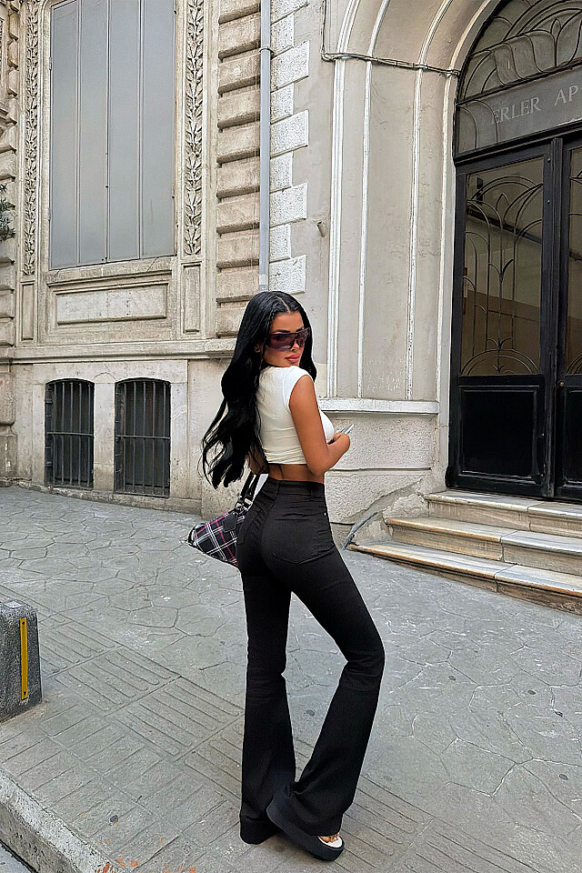Siyah Yüksek Bel Jean ATE6347