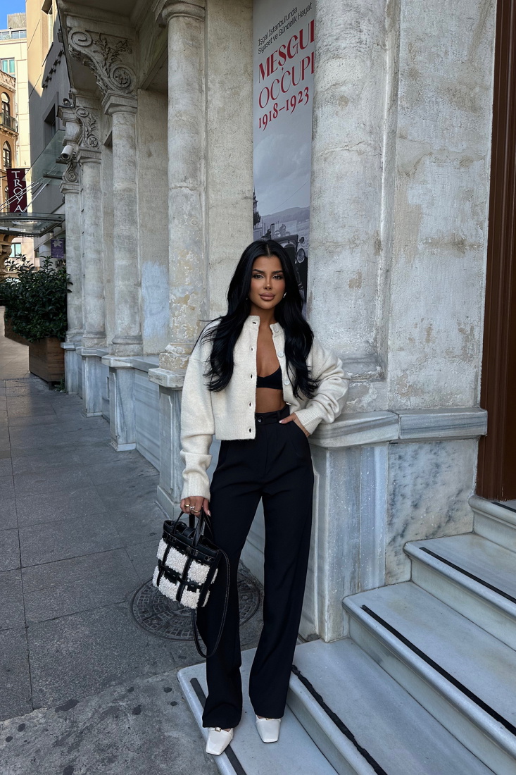 Siyah Yüksek Bel Pantolon ATE8759 - NOON