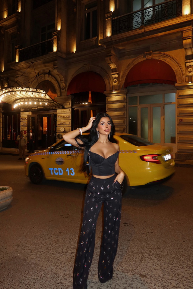 Siyah Phila Taş Parıltılı Pantolon ATE-1505