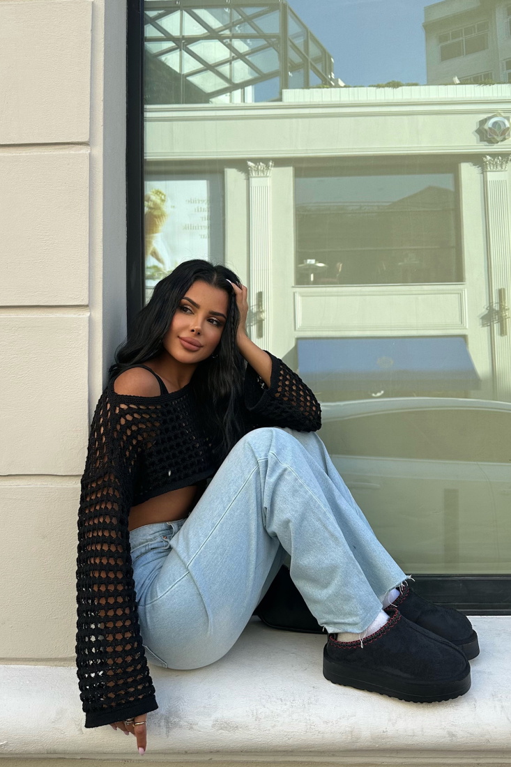 Siyah Yüksek Taban Bot ATE-0145 - ZÜMRÜT