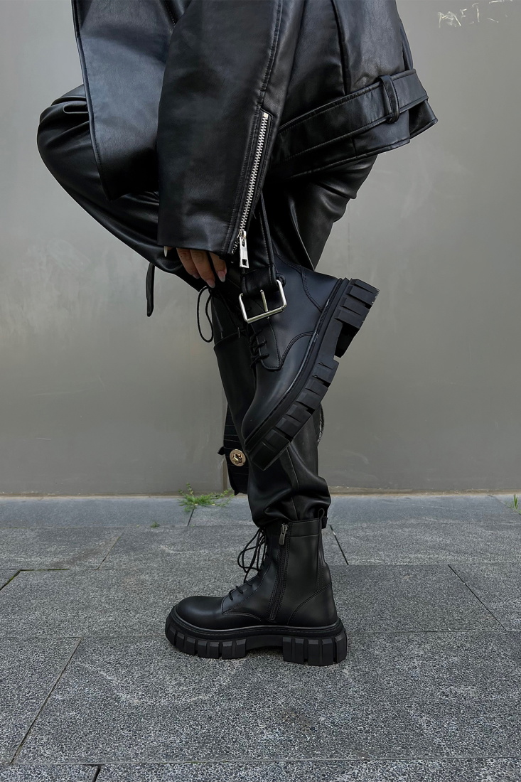 Siyah Yüksek Taban Bağcıklı Bot ATE2891 - EYYO