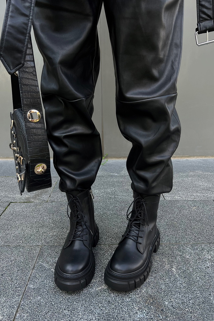 Siyah Yüksek Taban Bağcıklı Bot ATE2891 - EYYO