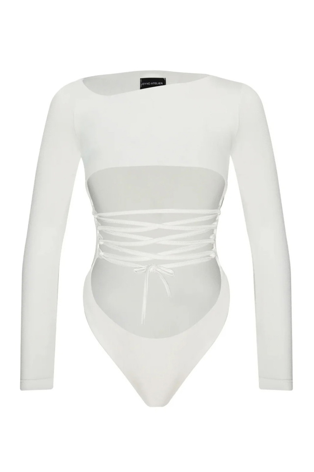 Beyaz Skyli Bodysuit