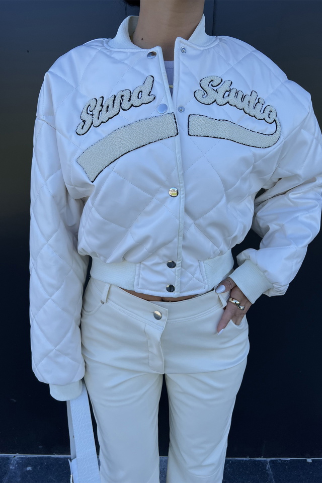 Stand Studio Printed Leather College Jacket ATE2192 - 2