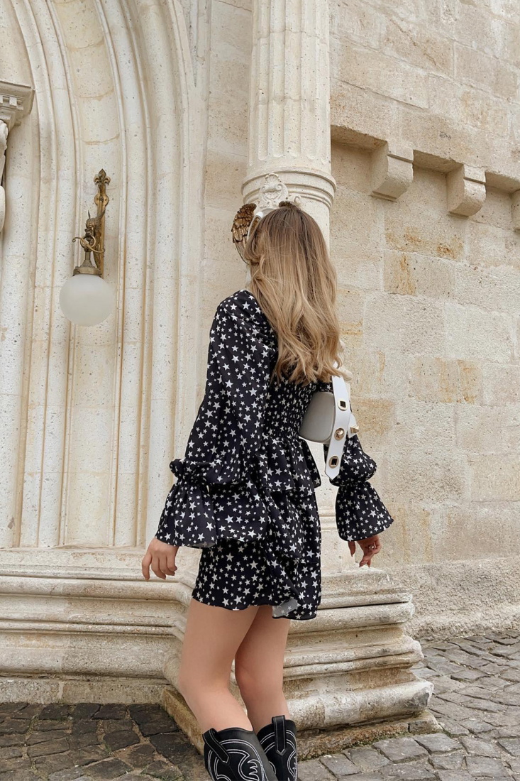 Star Pattern Heart Collar Dress ATE2102 - EYYO ATELIER