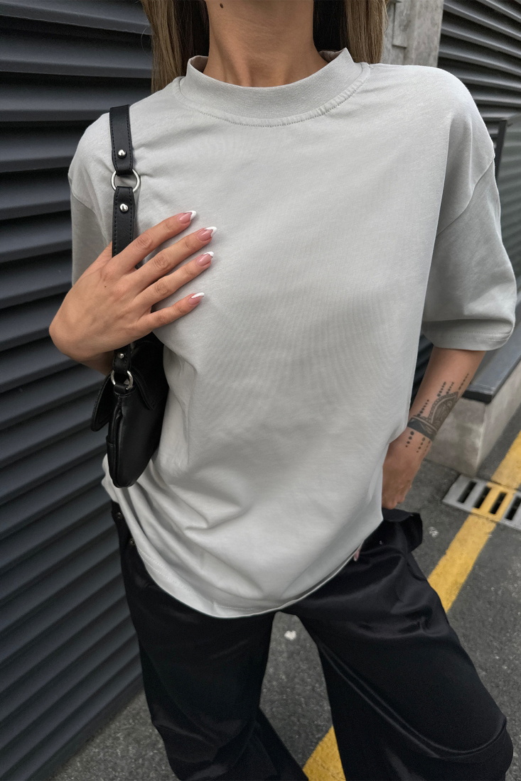 Stone Color Back Letter Tshirt ATE6076 - EYYO