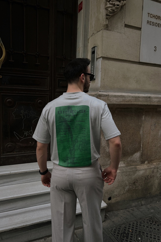 Stone Color Back Printed T-shirt ATE4388 - 1